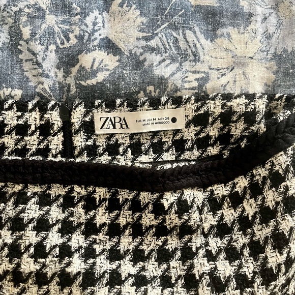 Zara Houndstooth Tweed Black and White Mini Skirt - Picture 6 of 6